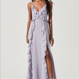ASTR ADORIA RUFFLE SIDE SLIT MAXI DRESS